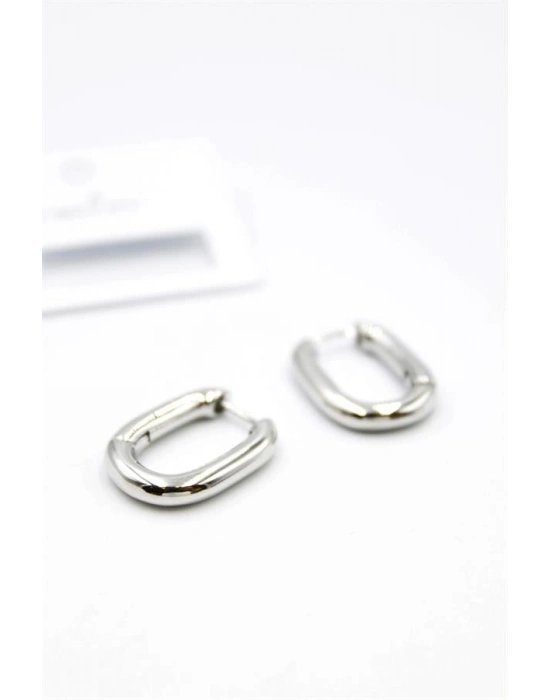 Oval Halka Küpe - Gümüş