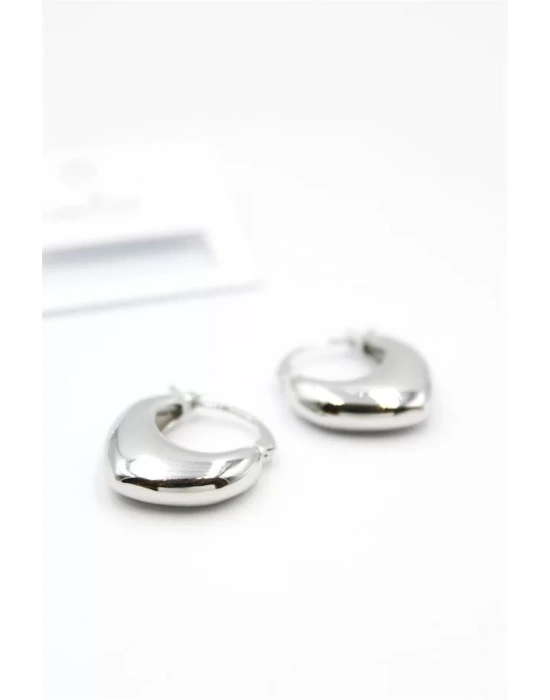 Oval Halka Küpe - Gümüş