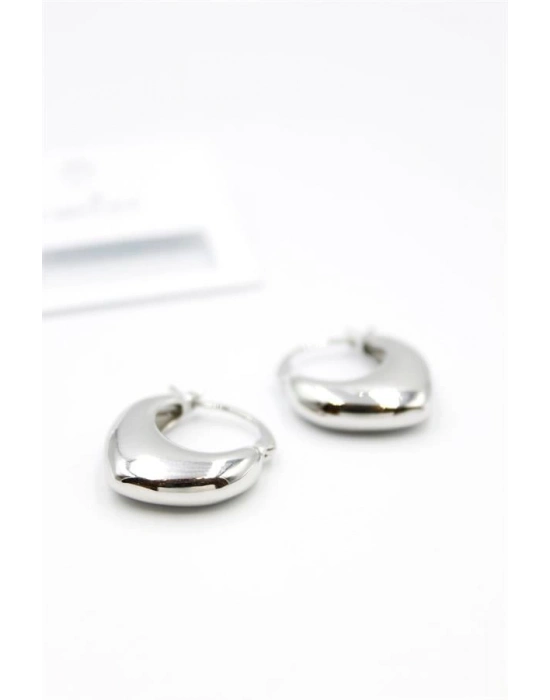 Oval Halka Küpe - Gümüş