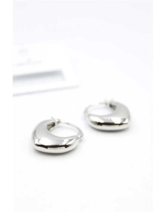 Oval Halka Küpe - Gümüş