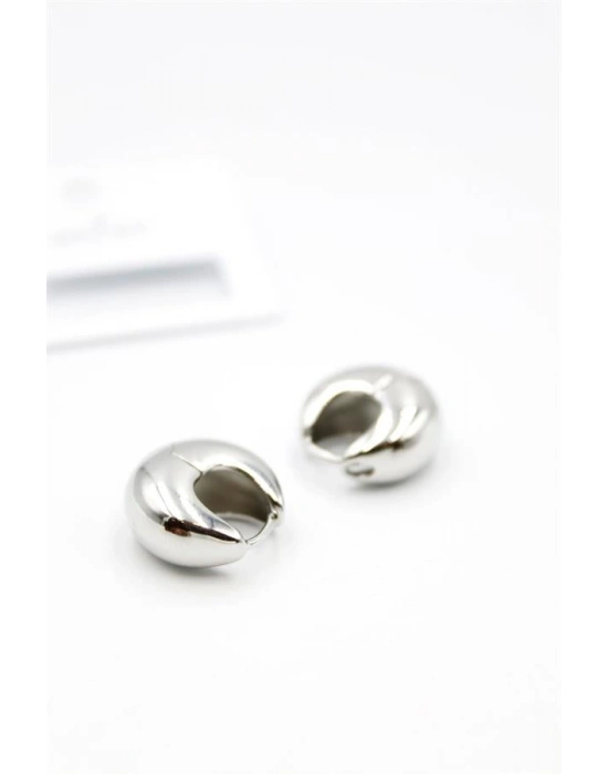 Oval Halka Küpe - Gümüş