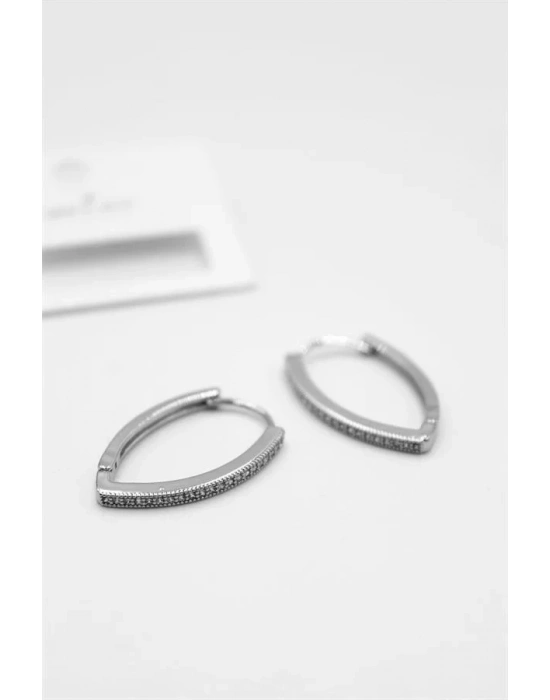 Oval Halka Küpe - Gümüş