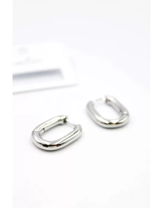 Oval Halka Küpe - Gümüş