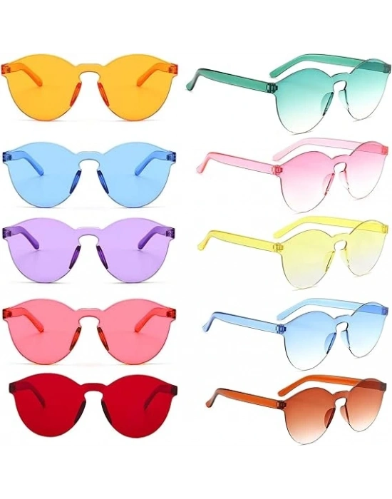 Oval Şekilli Çerçevesiz Parti Gözlüğü 6 Renk 6 Adet