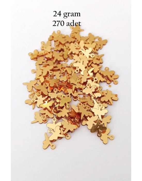 Oya Abiye Bileklik Kolye Pleksi Metalik Plastik Pul Altın Renk 24 gram 270 adet - BNC555