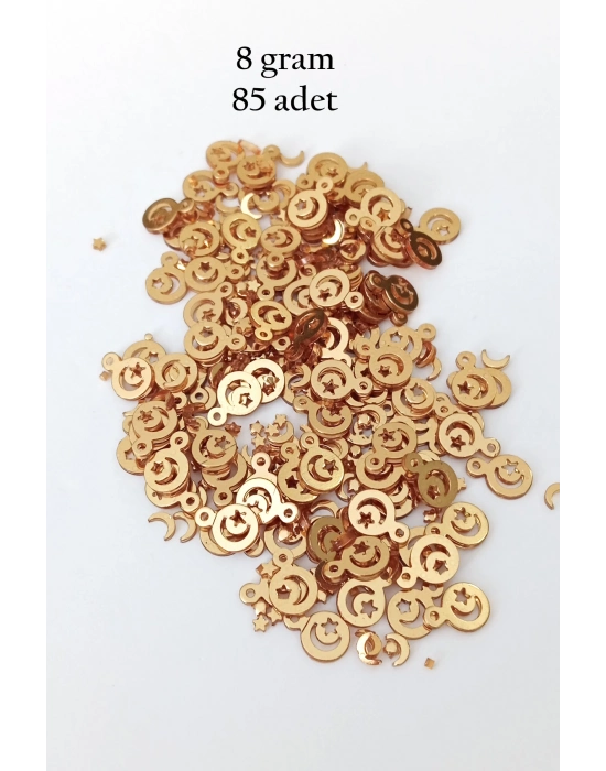 Oya Abiye Bileklik Kolye Pleksi Metalik Plastik Pul Altın Renk 8 gram 85 adet - BNC483