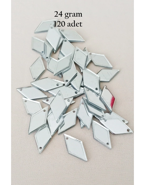 Oya Abiye Bileklik Kolye Pleksi Metalik Plastik Pul Gümüş Renk 24 gram 120 adet - BNC577