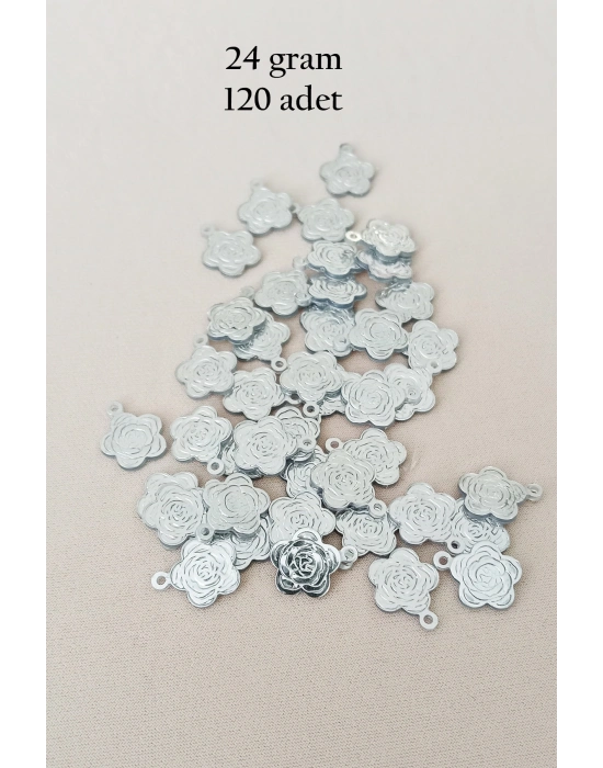 Oya Abiye Bileklik Kolye Pleksi Metalik Plastik Pul Gümüş Renk 24 gram 120 adet - BNC584