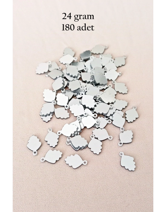Oya Abiye Bileklik Kolye Pleksi Metalik Plastik Pul Gümüş Renk 24 gram 180 adet - BNC564