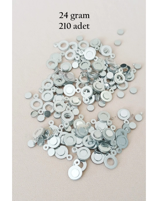 Oya Abiye Bileklik Kolye Pleksi Metalik Plastik Pul Gümüş Renk 24 gram 210 adet - BNC570