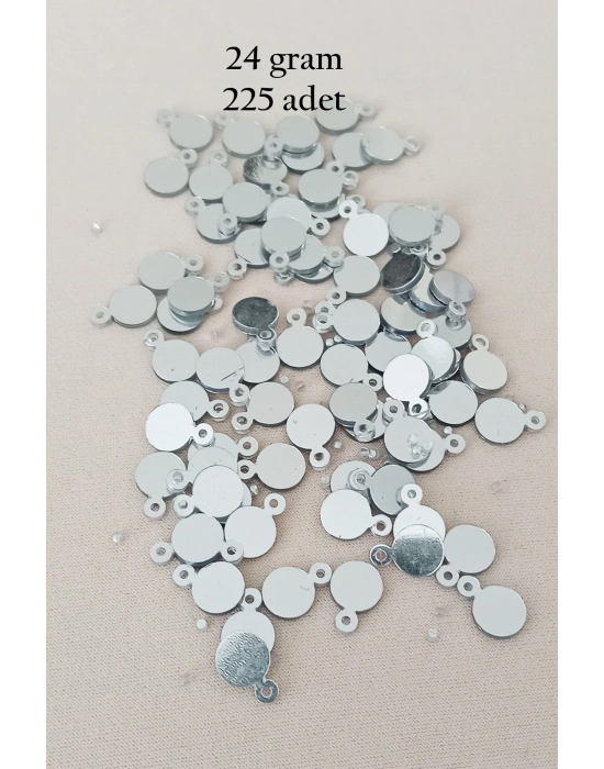 Oya Abiye Bileklik Kolye Pleksi Metalik Plastik Pul Gümüş Renk 24 gram 225 adet - BNC580