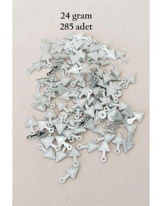 Oya Abiye Bileklik Kolye Pleksi Metalik Plastik Pul Gümüş Renk 24 gram 285 adet - BNC565