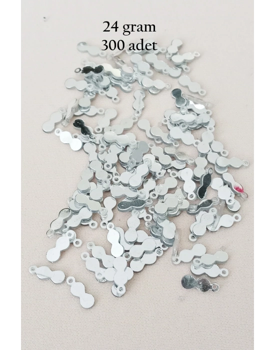 Oya Abiye Bileklik Kolye Pleksi Metalik Plastik Pul Gümüş Renk 24 gram 300 adet - BNC568