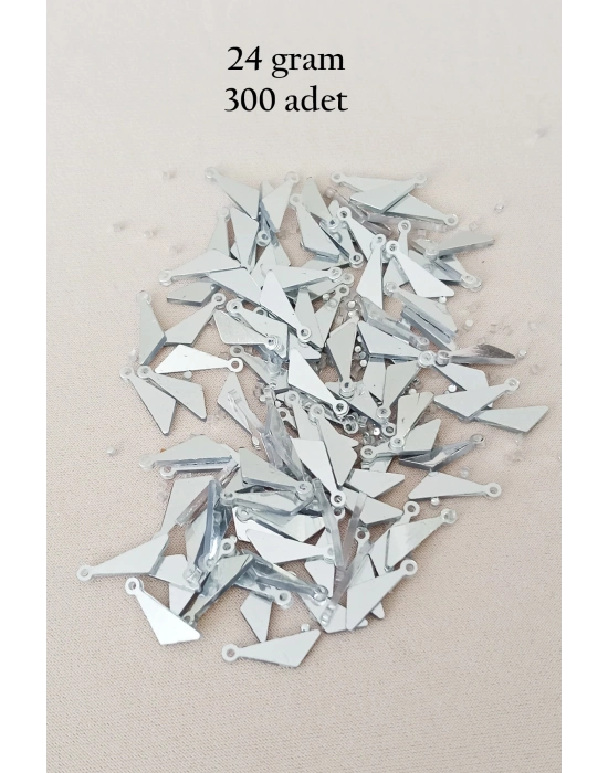 Oya Abiye Bileklik Kolye Pleksi Metalik Plastik Pul Gümüş Renk 24 gram 300 adet - BNC593