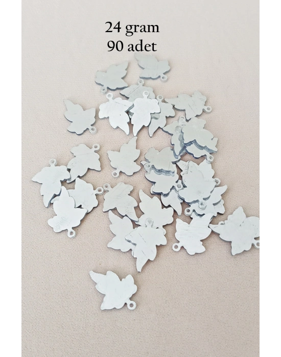 Oya Abiye Bileklik Kolye Pleksi Metalik Plastik Pul Gümüş Renk 24 gram 90 adet - BNC592