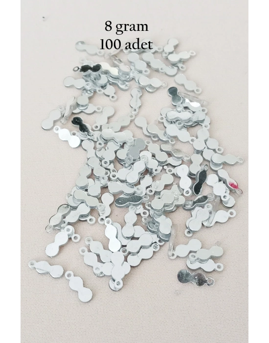 Oya Abiye Bileklik Kolye Pleksi Metalik Plastik Pul Gümüş Renk 8 gram 100 adet - BNC508