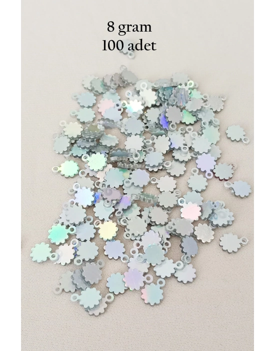 Oya Abiye Bileklik Kolye Pleksi Metalik Plastik Pul Gümüş Renk 8 gram 100 adet - BNC518