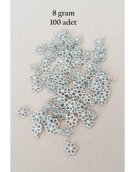 Oya Abiye Bileklik Kolye Pleksi Metalik Plastik Pul Gümüş Renk 8 gram 100 adet - BNC528