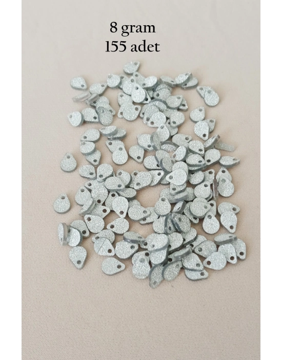 Oya Abiye Bileklik Kolye Pleksi Metalik Plastik Pul Gümüş Renk 8 gram 155 adet - BNC509