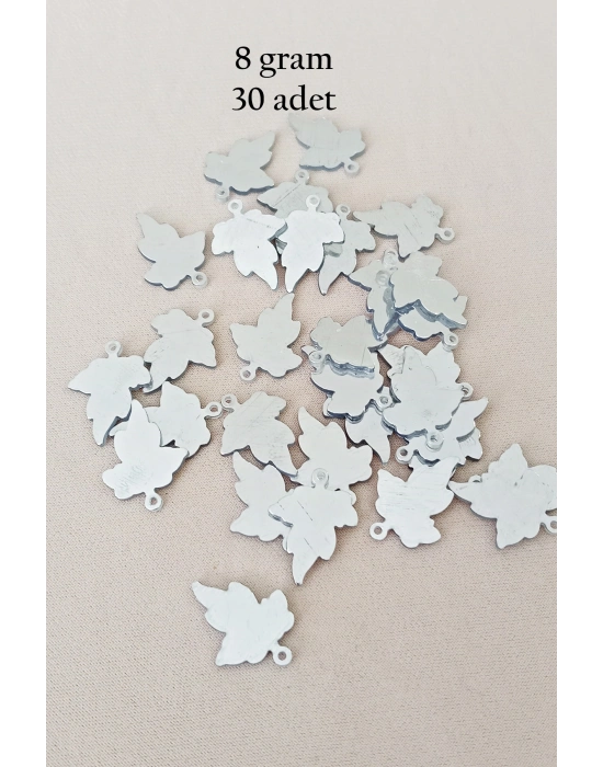 Oya Abiye Bileklik Kolye Pleksi Metalik Plastik Pul Gümüş Renk 8 gram 30 adet - BNC532