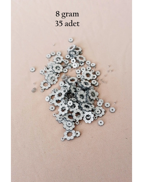 Oya Abiye Bileklik Kolye Pleksi Metalik Plastik Pul Gümüş Renk 8 gram 35 adet - BNC501