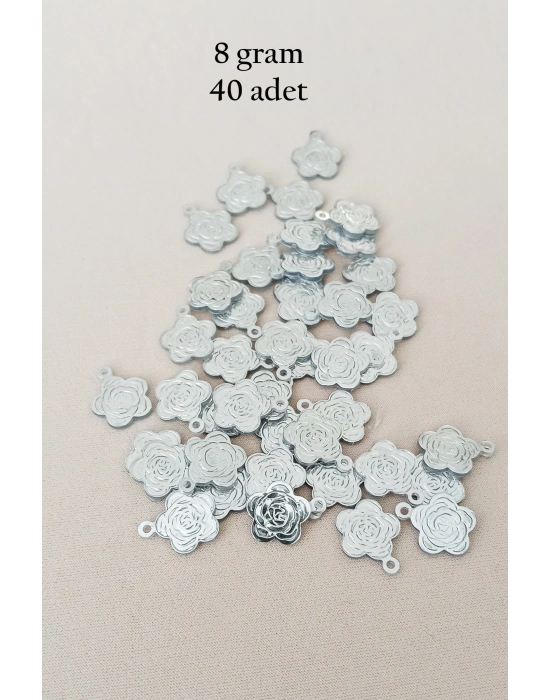 Oya Abiye Bileklik Kolye Pleksi Metalik Plastik Pul Gümüş Renk 8 gram 40 adet - BNC524