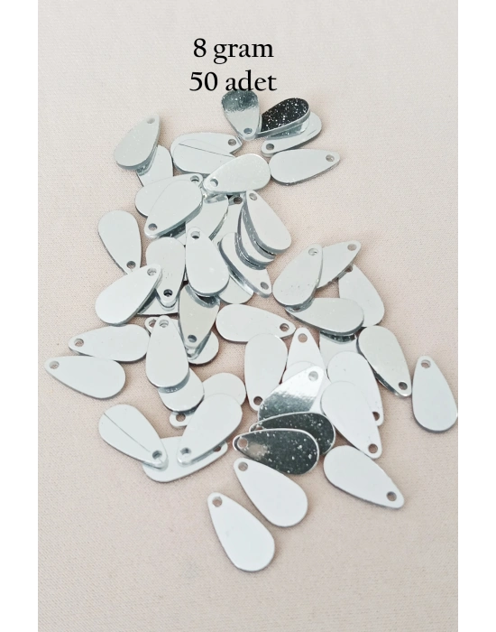 Oya Abiye Bileklik Kolye Pleksi Metalik Plastik Pul Gümüş Renk 8 gram 50 adet - BNC531