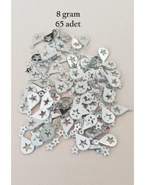 Oya Abiye Bileklik Kolye Pleksi Metalik Plastik Pul Gümüş Renk 8 gram 65 adet - BNC521
