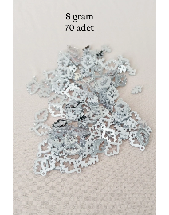 Oya Abiye Bileklik Kolye Pleksi Metalik Plastik Pul Gümüş Renk 8 gram 70 adet - BNC513