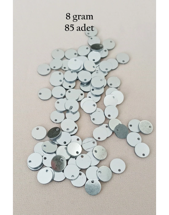 Oya Abiye Bileklik Kolye Pleksi Metalik Plastik Pul Gümüş Renk 8 gram 85 adet - BNC523
