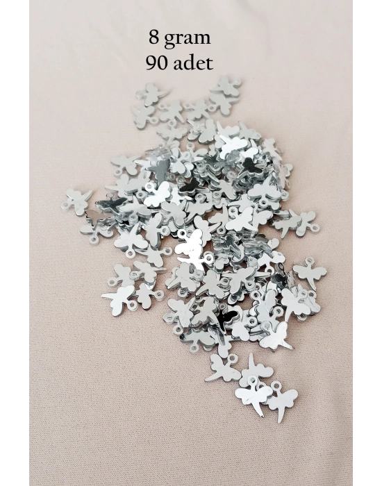 Oya Abiye Bileklik Kolye Pleksi Metalik Plastik Pul Gümüş Renk 8 gram 90 adet - BNC503