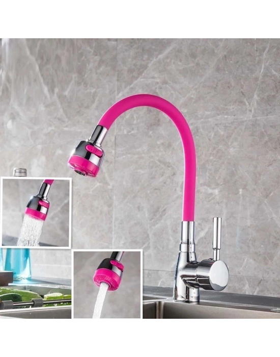 ®  Oynar Başlıklı Tasarruflu Kubar Musluk Borusu ve Başlığı  Pembe