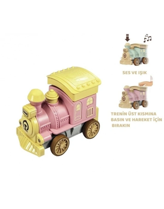 Oyuncak Tren Işıklı Sesli Bas Gitsin 14cm - PEMBE - 8068A