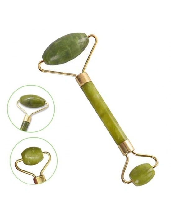®  Özel Süngerli Kutusunda Kırılmaz Çift Taraflı 2li Cilt Yüz Masaj Aleti Jade Roller Yeşim Taş