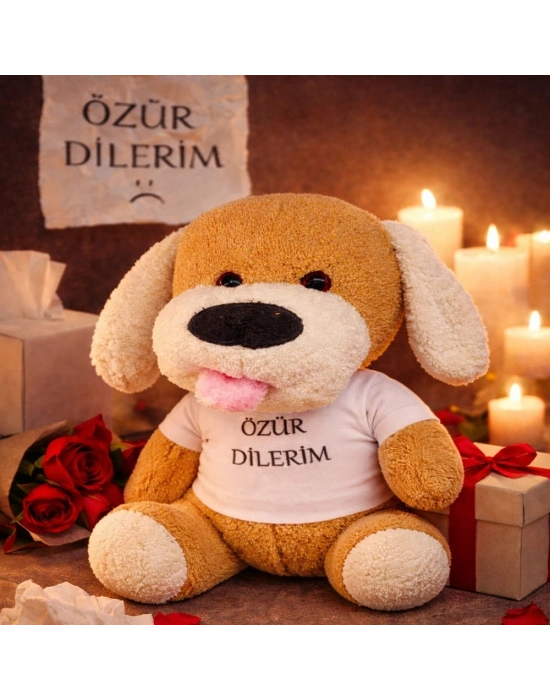 Özür Dilerim Tişörtlü Peluş Oyuncak Köpek