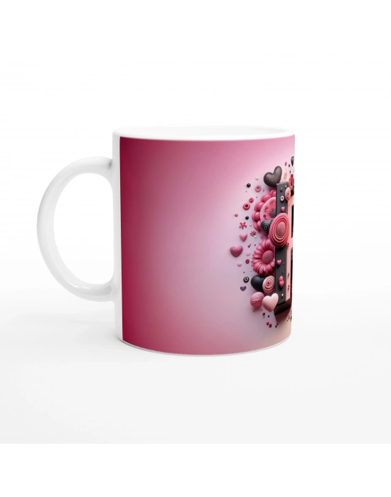 P Harfi Detaylı Desenli Kupa Bardak