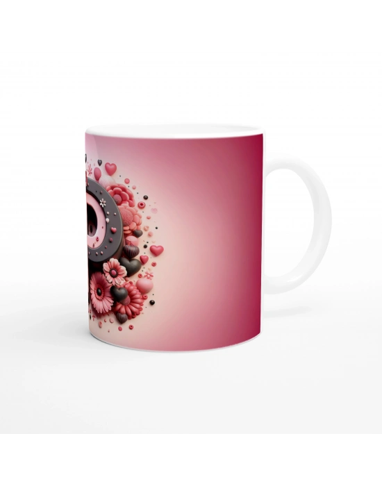 P Harfi Detaylı Desenli Kupa Bardak