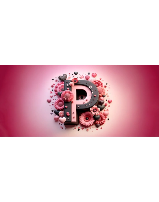 P Harfi Detaylı Desenli Kupa Bardak