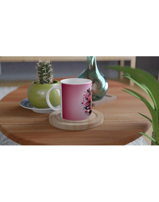 P Harfi Detaylı Desenli Kupa Bardak