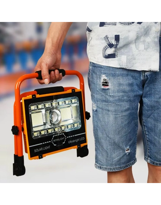 P70 Led Solar Panel Şarjlı Taşınabilir Projektör 176 Smd + Yan Led Wt-734