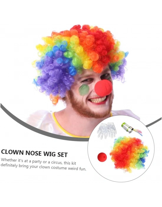 Palyaço Saç Palyaço Burun Palyaço Eldiven Palyaço Sihirli Baston 4 Lü Seti
