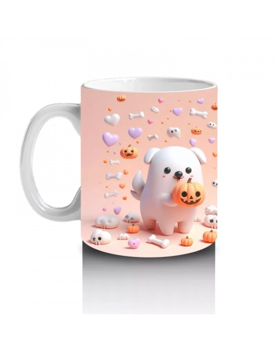 Pamuk Şekerli Sevimli Cadı Figürlü Çocuklara Özel Cadılar Bayramı Baskılı Kupa