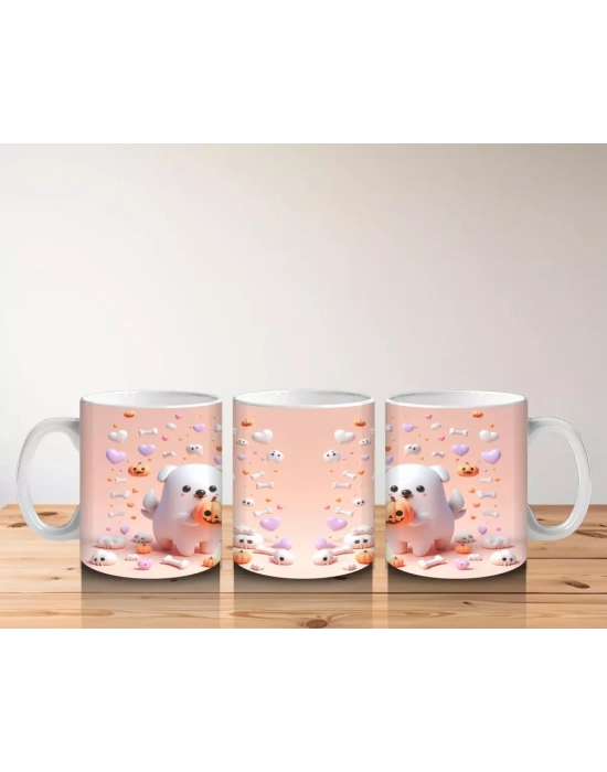 Pamuk Şekerli Sevimli Cadı Figürlü Çocuklara Özel Cadılar Bayramı Baskılı Kupa