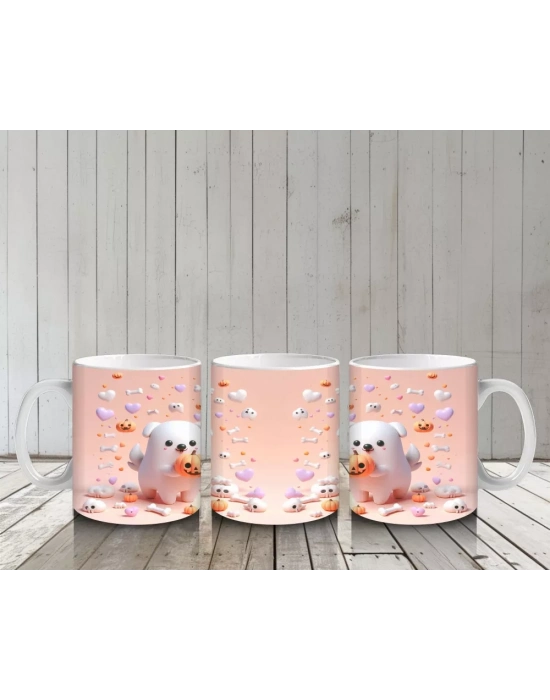 Pamuk Şekerli Sevimli Cadı Figürlü Çocuklara Özel Cadılar Bayramı Baskılı Kupa