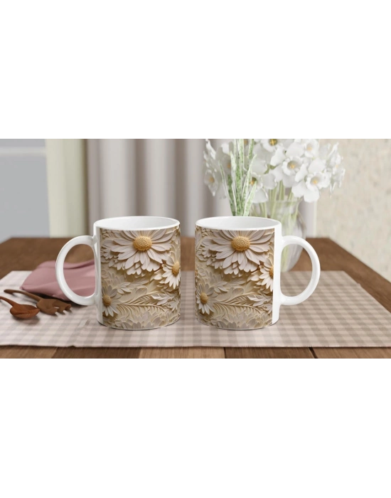 Papatya Düşleri 3D Çiçekli Kupa Bardak