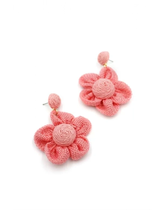 Papatya Hasır Küpe - Pembe