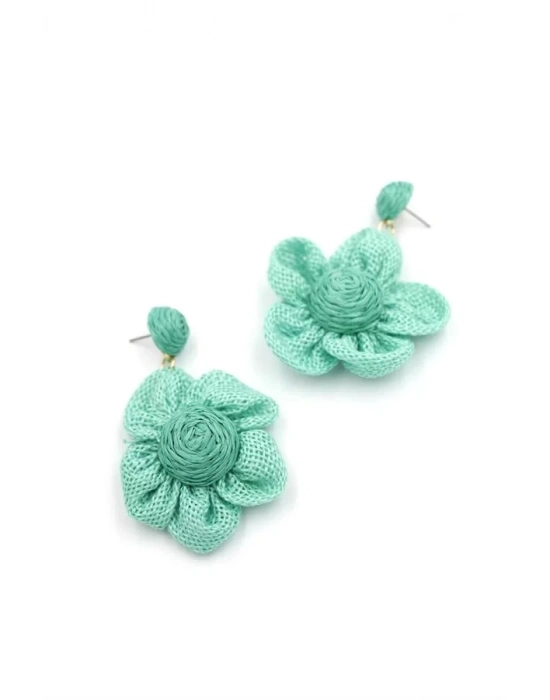 Papatya Hasır Küpe - Turkuaz