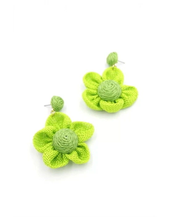 Papatya Hasır Küpe - Yeşil