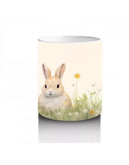 Papatya Tarlasında İkiz Tavşanlar – Bahar Temalı Kupa Bardak