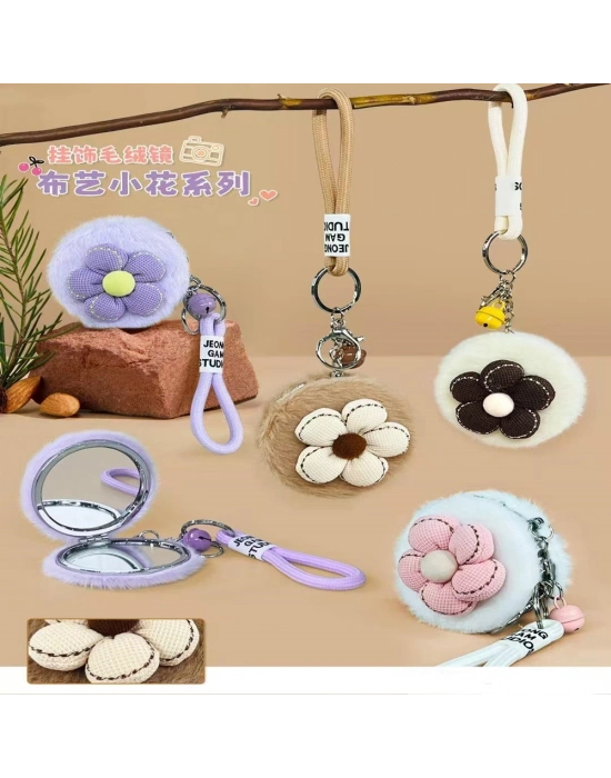 Papatya Tasarımlı Peluş Cep Aynası